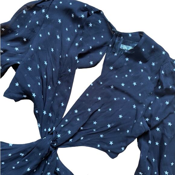 $238 Reformation Black Star Print Cut-Out Dress - 10 - Picture 7 of 10